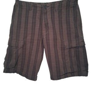 Patagonia Cargo Shorts Men 32 Brown Striped Organic Cotton Gorpcore Hike READ